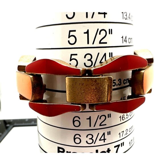 Mod Chic Enamel Colorblock Link Bracelet Multicolor Enamel Retro Inspired Casual - Picture 5 of 9